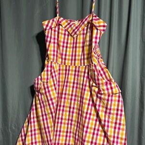 Voodoo Vixen Pink and Orange Plaid dress